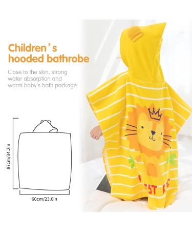 Supgomax Hooded Bathing Poncho for Kids - Cartoon Lion Beach & Bath Towel Absorbent Child Towels for Swimming & Shower - Buy Online on SooperMarket.com