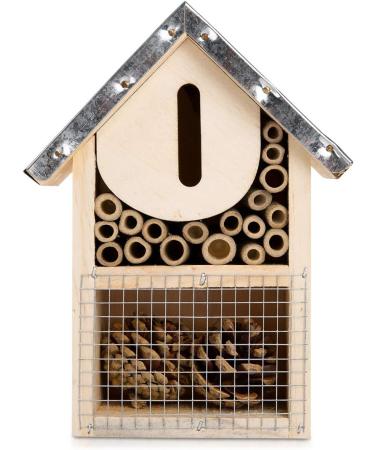 Navaris Wooden Insect Hotel - Natural Wood Garden Shelter for Bees, Butterflies, Ladybirds - 15 x 8 x 20 cm - Buy Online on SooperMarket.com