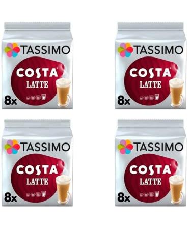 Tassimo Compatible Costa Latte Coffee Pods 16 discs - (Pack of 4 Total 64 discs 32 Drinks)
