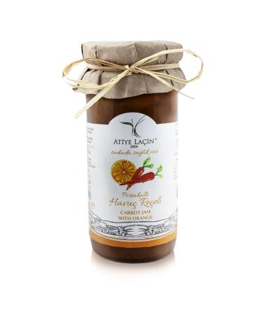 ATIYE LACIN Carrot Jam with Orange (Portakalli Havuc Receli) | Made by 100% Natural Hand-picked Carrot & Orange | Preservative Colorant Thickener Additive Free | No Refined Sugar | 100% Vegan | 250g