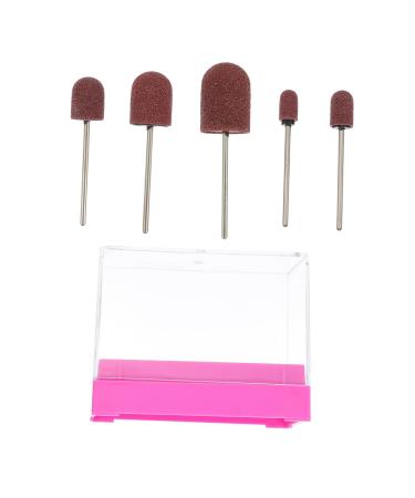 Anneome 1 Set Nail Sand Ring Cap Nail Cuticle Drill Bit Nail File Bits Portable Drill Kit U as Acrilicas Nail Salon Accessory Nail Drill Bits Pro Tools Foot Head Box 8x6cm Rosy
