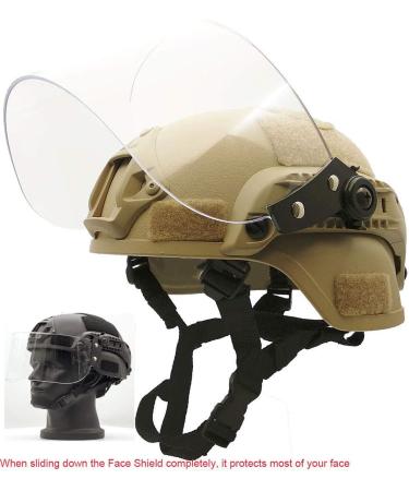 Airsoft Tactical MICH2000 Helmet with Visor Face Protection in TAN - Shop Now! - Buy Online on SooperMarket.com