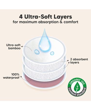 Organic Bamboo Nursing Breast Pads - 14 Washable Pads + Wash Bag - Breastfeeding Nipple Pad for Maternity - Reusable Nipplecovers for Breast Feeding (Lovelle  Large 4.8") Lovelle Large 4.8" - Buy Online on SooperMarket.com