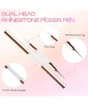 Dual-Ended Rhinestone Picker Doting Pen - Wax Pencil Applicator for Nail Art Jewelry & DIY Crafts - White Acrylic Handle - Buy Online on SooperMarket.com