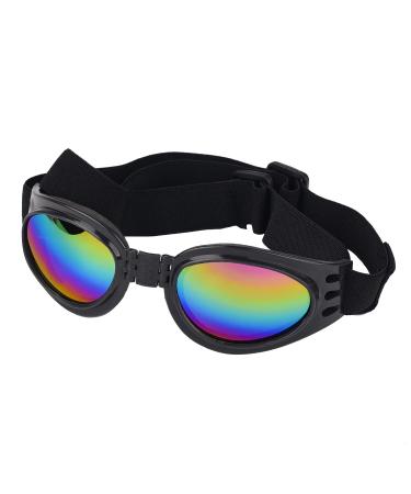 HIXNUG Pet Goggles Adjustable Strap Dog Goggles Wind Dust Fog Protection Eye Wear Goggles for Motorcycle Car Swimming (Black)