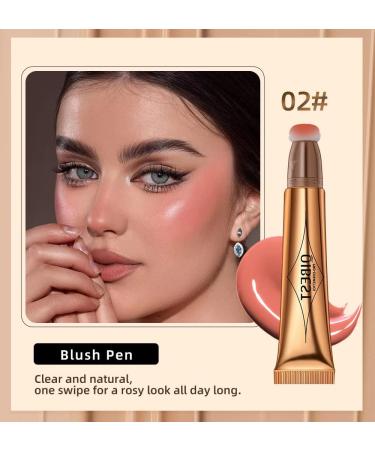 Go Ho Liquid Blush Makeup Cream Blush Beauty Wand | Peach Pink Blush | Natural Finish, Blendable Formula | Cushion Applicator | Contouring & Concealing | Super Silky Cream Blush Stick - Buy Online on SooperMarket.com
