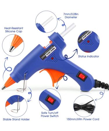 ZFYOUNG Mini Hot Glue Gun Set - 10 Glue Sticks Included | 20w Blue Hot Glue Gun for Quick Repairs, Artist DIY Art, and Home Projects - Buy Online on SooperMarket.com