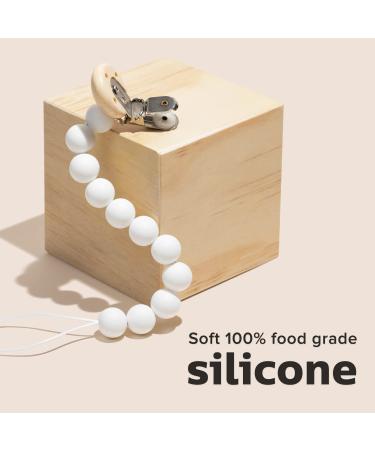 Premium Silicone Pacifier Clip - Safe Holder for Baby and Toddlers - Neutral White - Center Coast Collections - Buy Online on SooperMarket.com