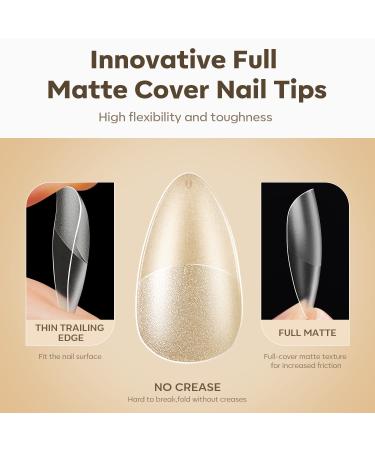 Modelones Nail Tips 500 PCS - Full Cover Soft Gel Tips Set Pre-Shaped Matte PMMA Resin 10 Sizes Medium Almond for Nail Art DIY - Buy Online on SooperMarket.com