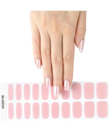 Foyute Semi Cured Gel Nail Strips 20 Pcs Soft Self-Adhesive Gel Nail Polish Wraps Sticker for Salon-Quality Manicure Set Long Lasting Easy to Apply & Remove Nail File & Wooden Stick (Pink B) - Buy Online on SooperMarket.com