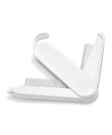 Fur Magic Deshedding and Dematting Comb 2 Sided Foldable Pet Grooming Brush for Deshedding Mats and Tangles Reduce Shedding for Dogs and Cats with Medium and Short Hair White