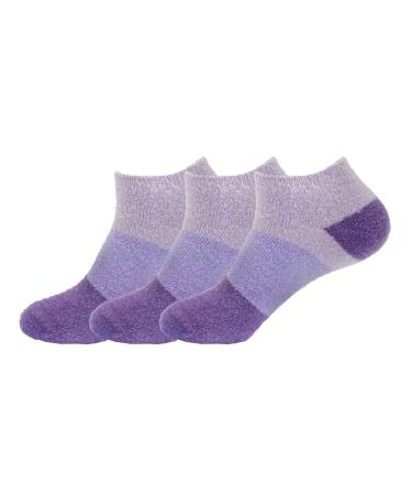 BambooMN Women's X-Large Fuzzy Soft Aloe Infused Nylon Spa Socks Purple 3 Pairs