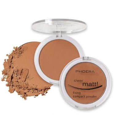 AQUAPURITY PHOERA Sheer Matte Compact Powder Fixing Powder Makeup Base Fixer Setting Powder Foundation Fixing Compact Pressed Powder Long Lasting Make Up Fixer Skin Vitamin E Beauty Blender (206 TAN)