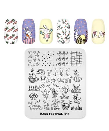Nail Stamping Plate Easter Theme Image Design Templates Rabbit Easter Eggs Pattern Manicure Printing DIY Nail Art Tools FE015