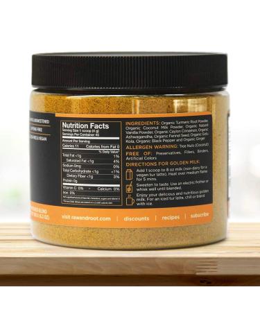 Tur Latte - USDA Organic Golden Milk Powder with Ceylon Cinnamon - 45 Servings 6.34 Oz - Anti-Inflammatory Superfood Mix - Vegan Keto Gluten-Free Unsweetened - Buy Online on SooperMarket.com