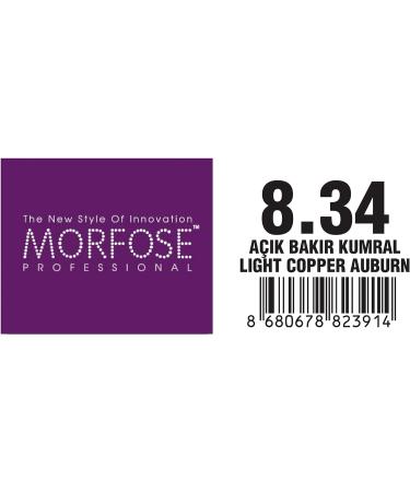 Morfose 10 Professional Hair Colour Cream 100 ml No. 8.34 Light Copper Auburn - Buy Online on SooperMarket.com