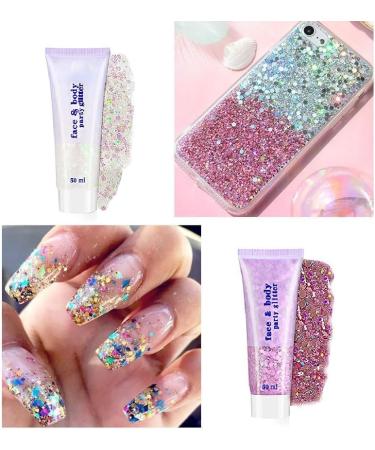 Buy 2 Color Neon Face & Body Glitter Gel - Holographic Makeup for Parties (Pink & White) - Glow Accessories - Buy Online on SooperMarket.com