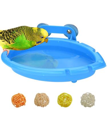 Mygeromon Bird Bath for Cage- Small Tub Bowl for Hang Inside Cage Birdbath Shower for Parrot/Parakeets/Cockatiels/Canary/Budgerigar (Blue)