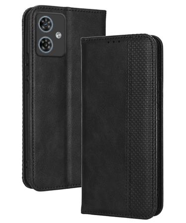 RankOne Flip Leather Case Cover for Motorola Moto G54 / Motorola Moto G54 Power (6.5" Inches) Black Motorola Moto G54 Black