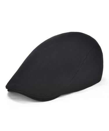 VOBOOM Men's Cotton Flat Ivy Gatsby Newsboy Driving Hat Cap Black