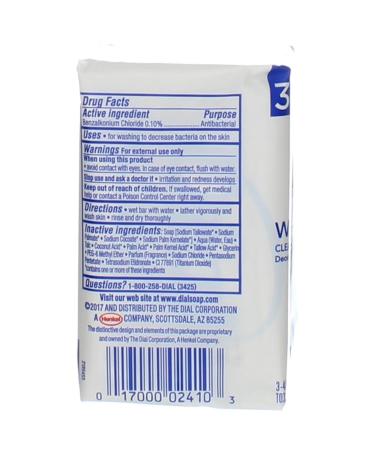 Dial Antibacterial Deodorant Soap White 4oz - Pack of 9 Bars | Antibacterial Protection | Deodorant Bar Soap - Buy Online on SooperMarket.com