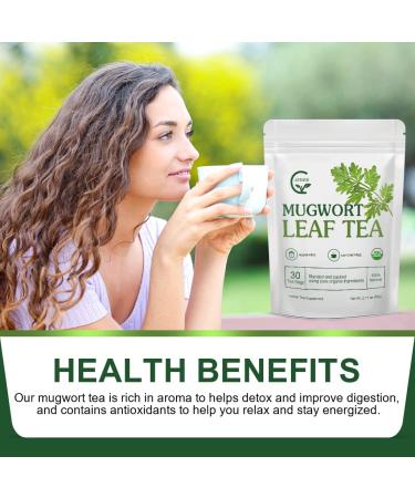 Organic Mugwort Tea Bags - Improve Sleep and Digestion - Caffeine Free - 30 Count - Buy Online on SooperMarket.com
