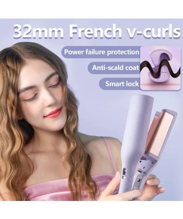 Rommantic French Egg Roll Curling Iron 32mm Curling Wand V-Shape Ceramic Big Waves Hair Crimper Adjustable Temperature Waver Curling Iron Wand Egg Roll Hair Curler for Long Short Hair (Pink) - Buy Online on SooperMarket.com