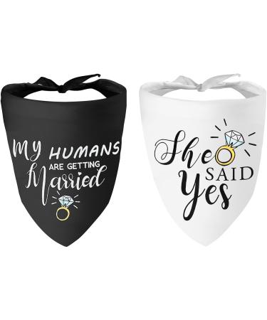 WLLHYF My Humans are Getting Married She Said Yes Dog Bandana Pets Scarf Triangle Bibs Kerchief Set Wedding Photo Prop Decoration Pet Costume Accessories for Dog Lovers Small Medium Large Dogs Cats - Buy Online on SooperMarket.com