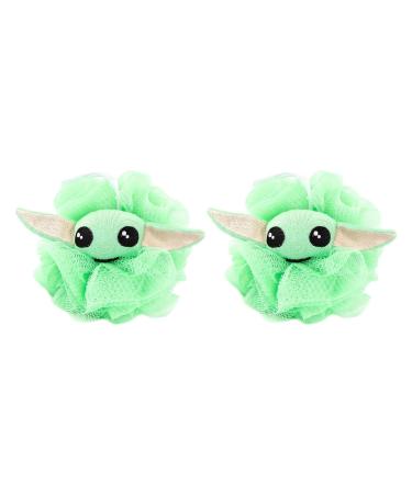 Star Wars The Mandalorian Grogu 2 Piece Loofah Set Kids Bath & Shower Baby Yoda Body Scrubber Sponge Green - Mandalorian