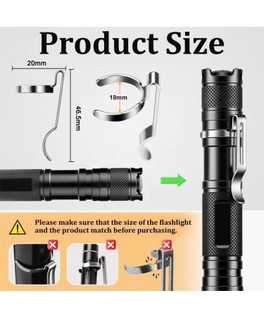 Unicraftale 420 Stainless Steel Flashlight Clip - 18mm Pocket Clip Replacement for Pens & Flashlights - Removable & Durable - Buy Online on SooperMarket.com