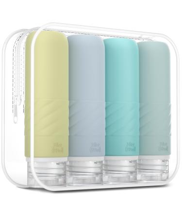 Gemice silicone travel bottles set 90ml 4 pieces of travel bottles for filling leak-proof cosmetic bottles for filling travel container bpa-free FDA approved for filling shower gel lotion min