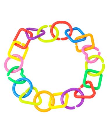 Ibasenice 175 PTH Geometric Chain Buckle Baby Rings Toy - 5 Colorful Toddler Chain Play Set for Crib 5.5x5.5cm - Buy Online on SooperMarket.com