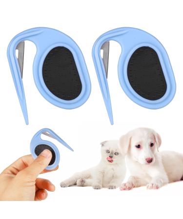 2 pieces of knot comb for cats dog hair brush Deadly filing ridge hair removal tool for knotted and loose hair care accessories for pets kitten puppies (blue)