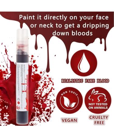Go Ho Blood Splatter Fake Blood Makeup(0.35 oz) Halloween Fake Blood Spray Eye Blood Drops Body Paint Fake Blood for Clothes and Zombie Monster Vampire Clown Costume Cosplay Makeup 1PC - Buy Online on SooperMarket.com