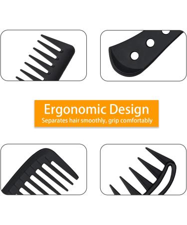 4 Pcs Wide Tooth Comb Professional Hair Comb Set Large Tooth Curl Comb Shark Teeth Black Styling Comb for Parting Teasing Styling Curly Hair Women Men - Buy Online on SooperMarket.com