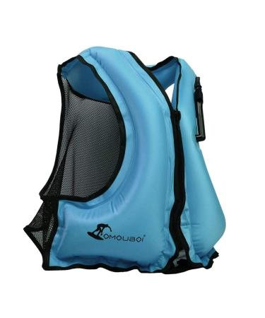 OMOUBOI Inflatable Snorkel Vest Kayak Swim Vest for Adults Snorkel Vests Inflatable Buoyancy Jacket Portable Diving Jackets Swimming Vests for Snorkeling Water Sports Beginner Adults-Only (96-220 lbs) blue