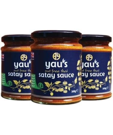 Yau's Nut-Free Thai Satay Sauce Fresh Flavoured No-Peanuts Made with Organic Pumpkin Seeds. All Natural Ingredients. Suitable for Vegetarians and Vegan Friendly. 3X 300 g Nut Free Thai Satay Sauce