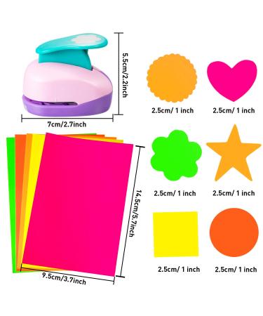 Craft Holes Punch 1 Inch Paper Punchers Scrapbook Punches with Craft Sticker Paper  Round  Star  Square  Heart  Flower  Wave Circle Shape (16 Pieces) - Buy Online on SooperMarket.com