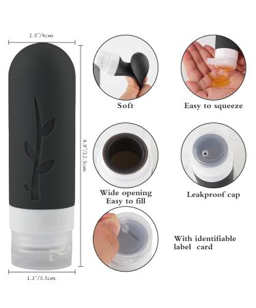 Buy Mezzar 16-Piece BPA-Free Silicone Travel Bottle Set | Perfect for Shampoo Lotion and Shower Gel | Black Travel Containers for International Shipping - Buy Online on SooperMarket.com