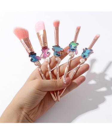 HTPARY 5Pcs Stitch Makeup Brush Set - Pink-B Stitch Theme Cosmetic Brushes for Powder, Eyeshadow, Blushes, Lips - Portable and Lovely Gifts for Girls and Women - Buy Online on SooperMarket.com