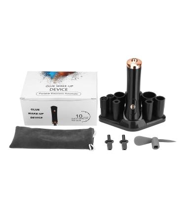 Electric Nail Lacquer and Glue Shaker for Eyelash Extensions - Handsfree Time Saving Tool with 2 Connectors, 9 Caliber Sizes, Even Liquid Mixing - Black - Buy Online on SooperMarket.com