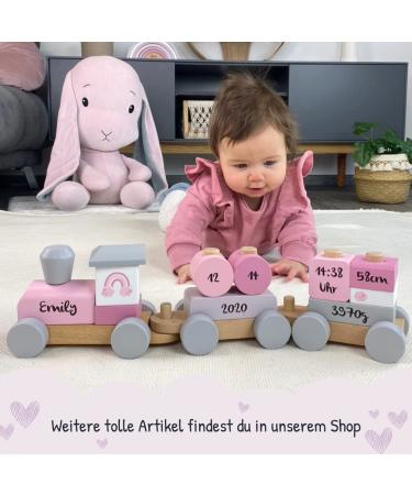 Personalized Pink Railway Train Gift for Girls | Custom Wooden Train with Names & Dates | Ideal Personalized Baby Gifts - Buy Online on SooperMarket.com