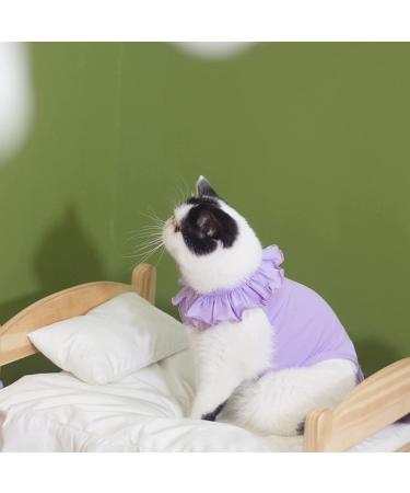 Yeapeeto Cat Recovery Suit | E-Collar Substitute for Cats | Prevent Licking Abdominal Wounds | Breathable & Warm After Surgery | Purple S - Buy Online on SooperMarket.com