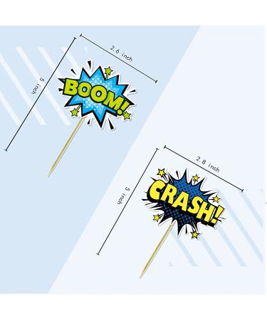 SuperHero Boom Cupcake Toppers - 48 Pack, Kids Birthday Party Decorations & Supplies - Buy Online on SooperMarket.com
