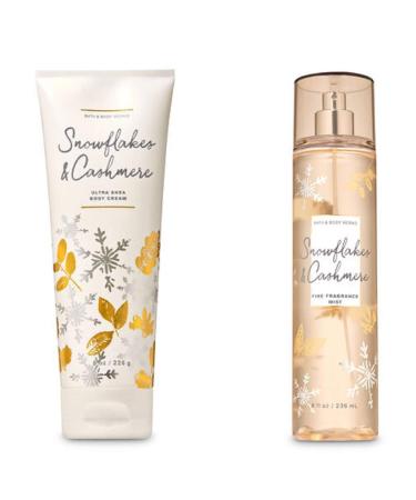 Bath & Body Works SNOWFLAKES & CASHMERE GIFT SET Body Cream & Fine Fragrance Mist Full size