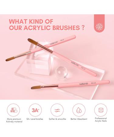 Saviland 3 PCS Kolinsky Acrylic Nail Brush Set | Size 8/10/14 Premium Quality Durable Nail Art Brush for Acrylic Powder, Monomer Liquid, Nail Extensions, and 3D Nailcarving - Perfect Christmas Gift for Women - Buy Online on SooperMarket.com