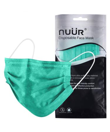 NU R 10pcs 3 Ply Disposable Face Mask Mask with Filter Layer and Elastic Earloop Retail Sealed bags Green