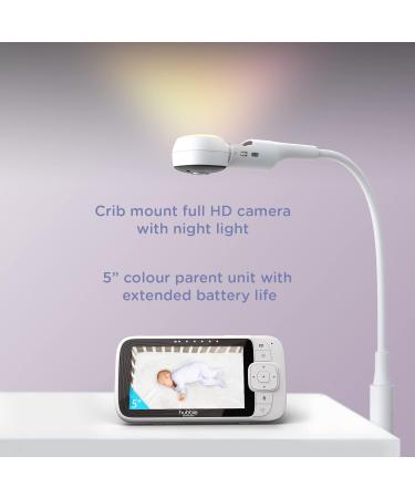 Hubble Connected Nursery Pal Skyview Smart Video Baby Monitor with 5 Inch Screen, Night Vision, Two-Way Talk, and Room Temperature Sensor - WiFi Camera with Cot Mount and Smartphone App - Buy Online on SooperMarket.com
