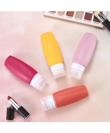 90ml Silicone Travel Bottles Set - BPA-Free Leak-Proof Portable Containers for Toiletries Lotion Shampoo & Conditioner - 4 Pack (Rose Red) - Buy Online on SooperMarket.com