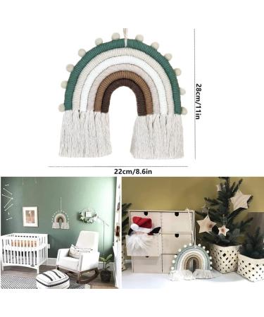 Rainbow Macrame Wall Hanging for Nursery Decor - Handmade Cotton Tassel for Kids Room (Beige) - Buy Online on SooperMarket.com